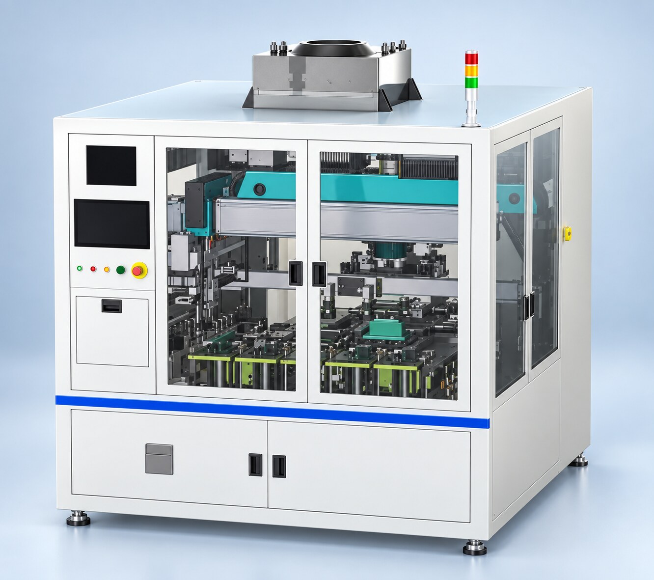 Professional render of the Axis-Tec automatic AI chip IC substrate tester